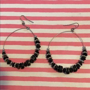 Silver and black earrings